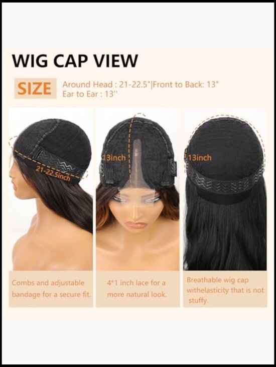 Long Wavy Synthetic Wig with Lace Hairline Middle Part Heat Resistant for